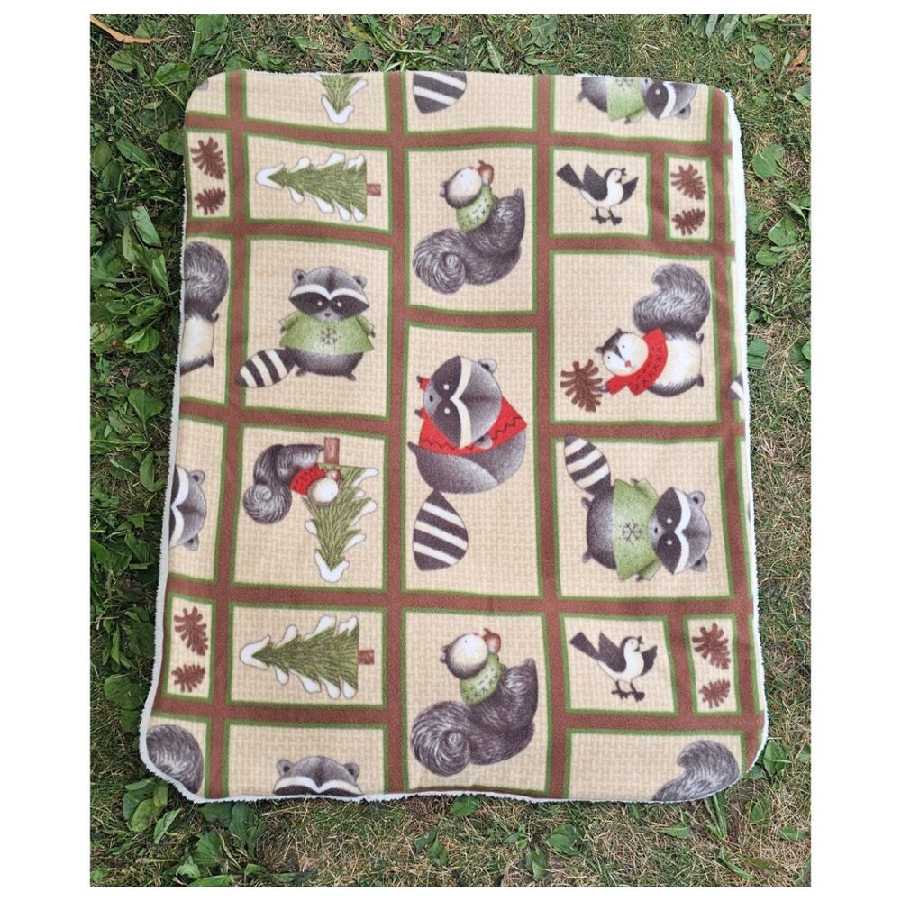 NEW! Forest Animals Brown Pet Mat - XL - 3 Layers, Fleece Sherpa | Dog Cat Baby